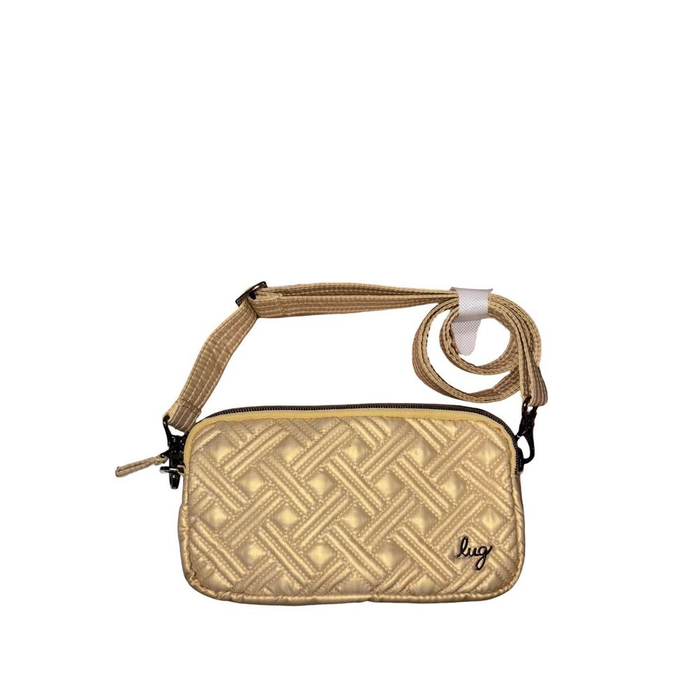 NEW Lug Coupe XL Metallic Gold Quilted Convertible Crossbody Belt Bag